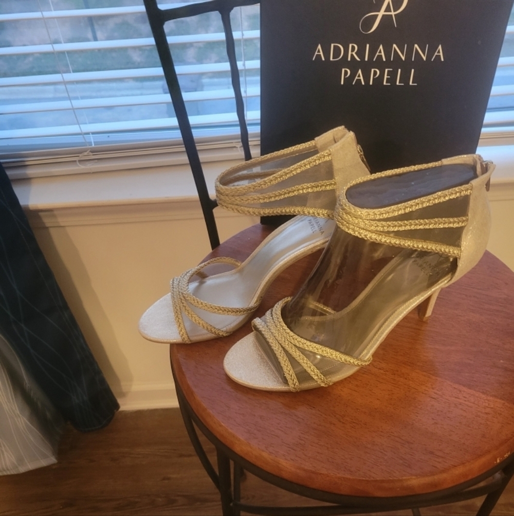 Adrianna Papell Elegant Gold Strappy Heels